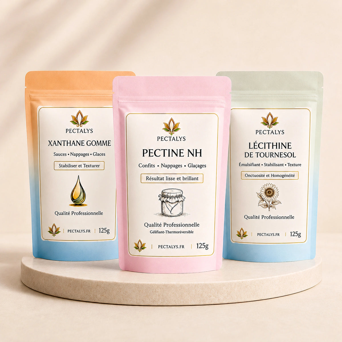 Pack Découverte Pectalys 3 x 125g avec Pectine NH Nappage, Gomme de xanthane et Lécithine de tournesol